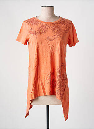 T-shirt imprimé fantaisie manches courtes orange DESIGUAL femme
