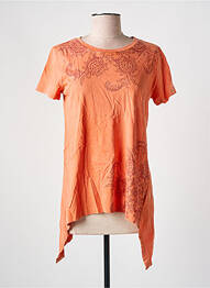T-shirt imprimé fantaisie manches courtes orange DESIGUAL femme