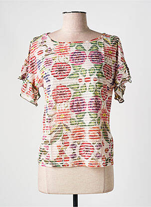 T-shirt stretch manches courtes beige DESIGUAL femme
