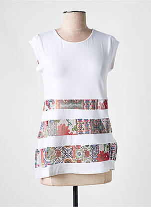 T-shirt imprimé fantaisie manches courtes blanc DESIGUAL femme