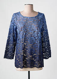 Top col rond manches 3/4 bleu LISANZA femme