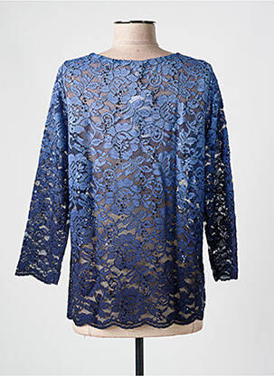 Top col rond manches 3/4 bleu LISANZA femme
