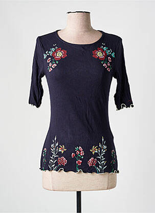 T-shirt sérigraphie manches courtes bleu DESIGUAL femme