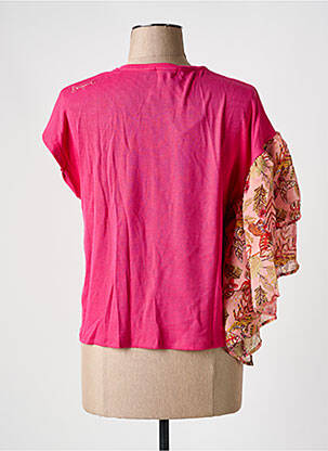 Top stretch manches courtes rose DESIGUAL femme
