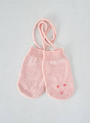 Gants finition bords-côtes rose PETIT BATEAU fille