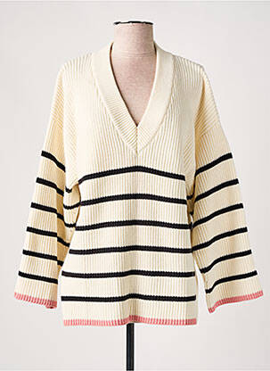 Pull coupe droite manches longues beige SOAKED IN LUXURY femme