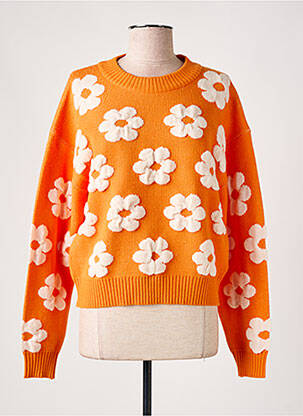 Pull col rond manches longues orange CULTURE femme