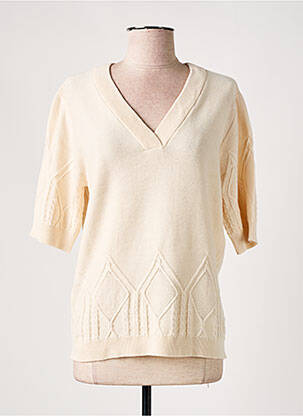 Pull coupe cintrée manches courtes beige CULTURE femme