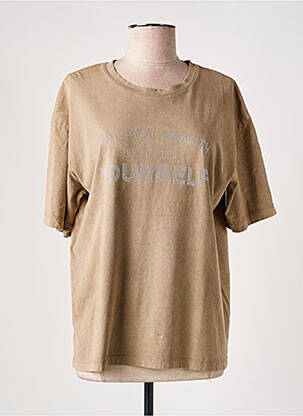 T-shirt coupe droite manches courtes beige CULTURE femme