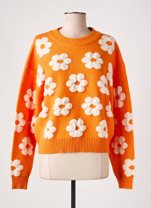 Pull col rond manches longues orange CULTURE femme