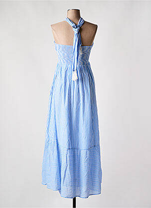 Robe longue coupe cintrée fines bretelles bleu CULTURE femme
