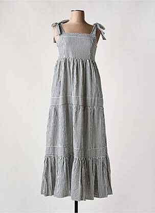 Robe longue manches bretelles ajustables fines bretelles gris CULTURE femme