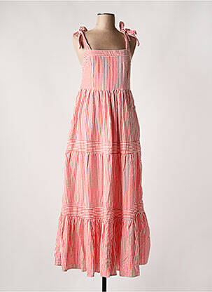 Robe longue manches bretelles ajustables fines bretelles rouge CULTURE femme