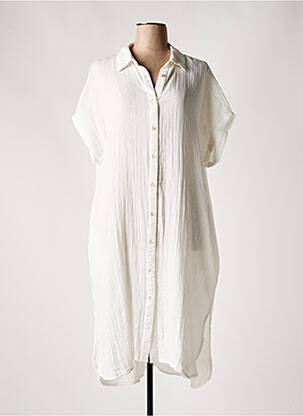 Robe mi-longue coupe fluide manches courtes beige CULTURE femme