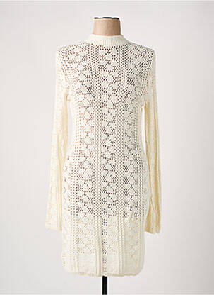 Robe pull maille ajourée manches longues beige SOAKED femme