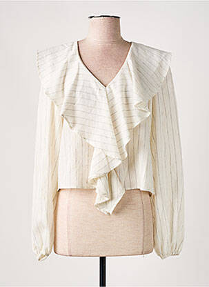 Blouse tissage popeline manches longues beige SOAKED femme