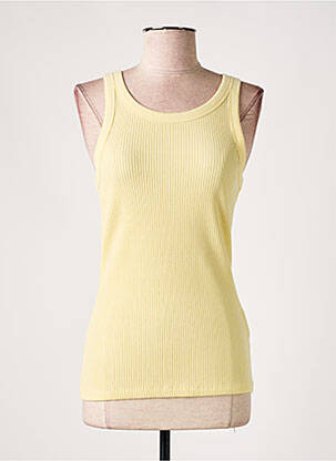 Débardeur tissage côtelé sans manche jaune SOAKED femme