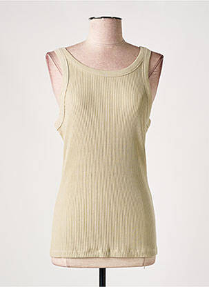 Débardeur tissage côtelé sans manche vert SOAKED femme