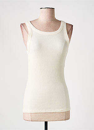 Débardeur tissage côtelé sans manche beige SOAKED femme