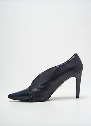 Escarpins tissage satiné talon haut de 10cm et plus bleu HISPANITAS femme