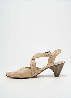 Sandales/nu pieds tissage satiné talon de 4 à 6cm beige SWEET femme