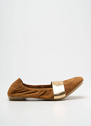 Ballerines tissage satiné talon plat jusqu'à 3cm marron HIRICA femme