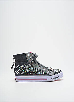 Baskets tissage satiné bout rond argent SKECHERS fille