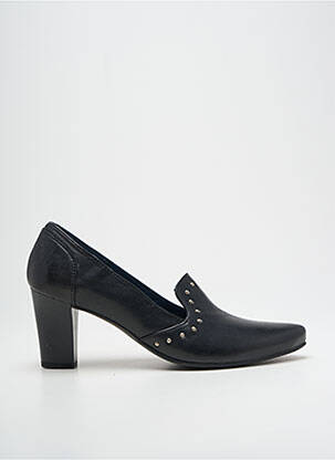 Mocassins tissage satiné talon de 7 à 9cm noir POMARES VAZQUEZ femme
