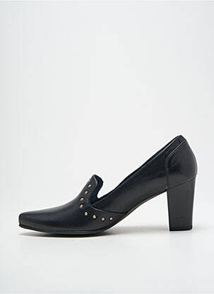 Mocassins tissage satiné talon de 7 à 9cm noir POMARES VAZQUEZ femme