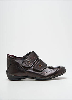 Chaussures de confort tissage satiné talon plat jusqu'à 3cm marron POMARES VAZQUEZ femme