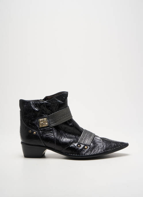 Bottines/boots tissage satiné talon plat jusqu'à 3cm noir POMARES VAZQUEZ femme
