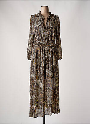 Robe longue manches longues manches longues marron PEACE N'LOVE femme