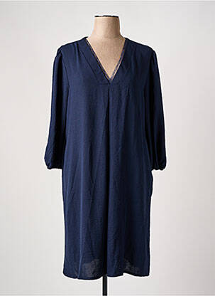 Robe mi-longue manches longues manches longues bleu LE SINGE DE JULIE femme
