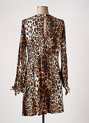 Robe mi-longue manches longues manches longues marron KEZY femme