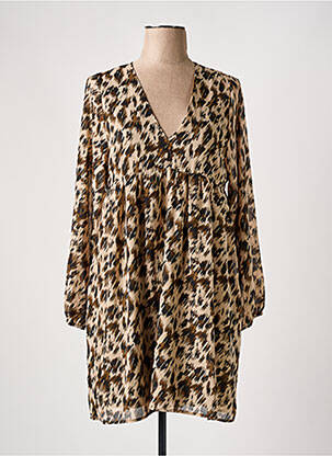 Robe courte manches longues manches longues marron IKOONE&BIANKA femme