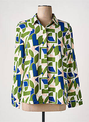 Chemisier tissage crêpe manches longues vert SARAH JOHN femme