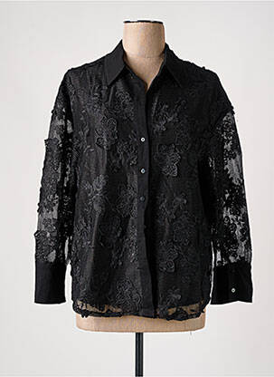 Chemisier coupe droite manches longues noir BISOU'S PROJECT femme