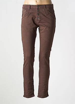 Pantalon slim stretch taille normale marron PLACE DU JOUR femme