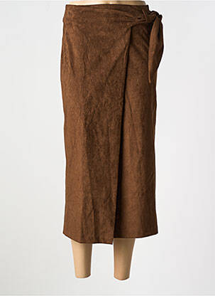 Jupe longue taille haute marron ELLI WHITE femme