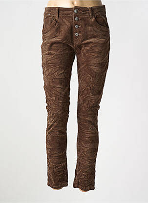 Pantalon slim marron KAROSTAR pour femme