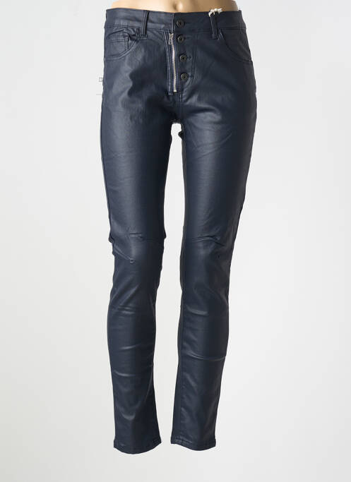 Pantalon slim tissage enduit taille normale bleu MELLY & CO femme