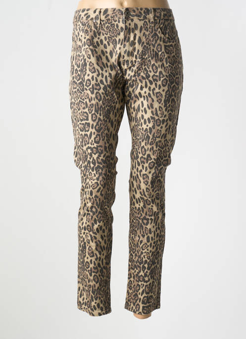 Jeans coupe slim marron PLACE DU JOUR pour femme