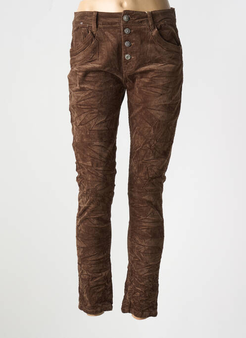 Pantalon slim marron KAROSTAR pour femme