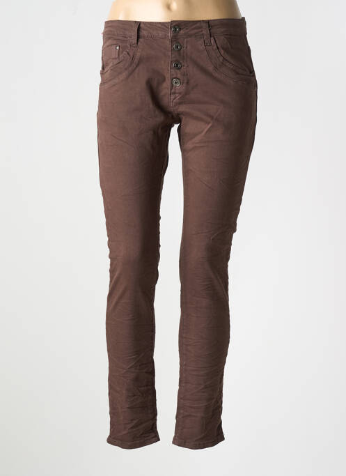 Pantalon slim marron PLACE DU JOUR pour femme