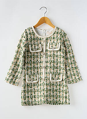 Robe courte manches longues manches longues vert KIDS STAR fille