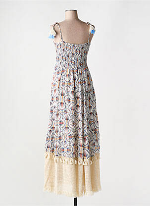 Robe longue imprimé fantaisie fines bretelles bleu KITSCH & POP femme
