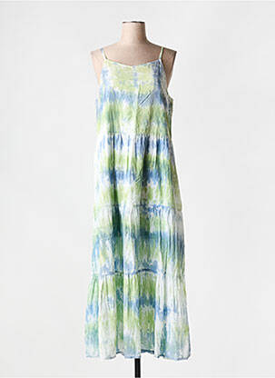 Robe longue manches bretelles ajustables fines bretelles vert L'ATELIER D'ANNA femme