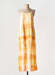 Robe longue manches bretelles ajustables fines bretelles orange L'ATELIER D'ANNA femme