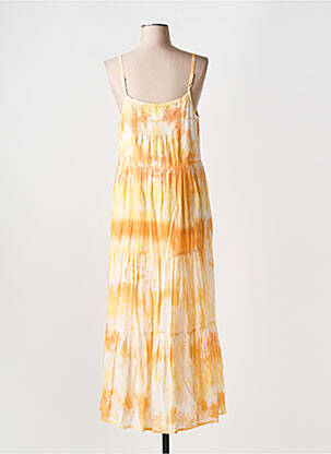 Robe longue manches bretelles ajustables fines bretelles orange L'ATELIER D'ANNA femme
