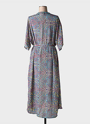 Veste kimono col v bleu SWARNA GREECE femme